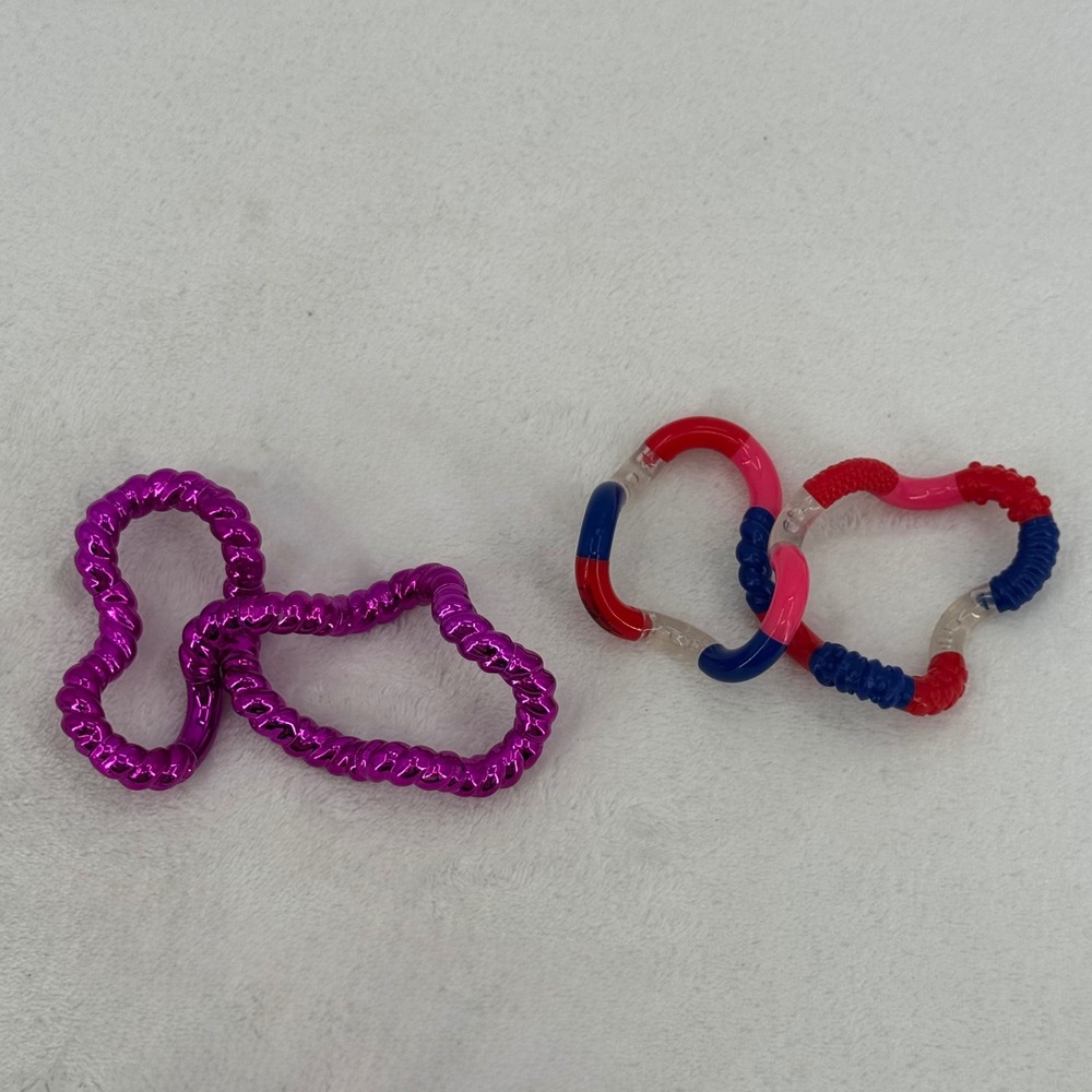 Set of 2 Tangle Jr Fidget Toy Set Textured Metallic Purple & Multi Color Sensory